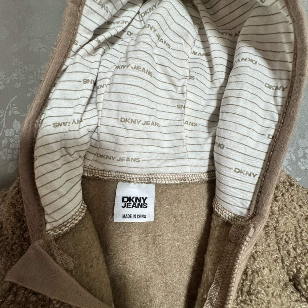 Dkny Kids Tan Sherpa Hooded Puffer Jacket